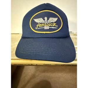 Vintage Fenwick Trucker Hat Navy Mesh Eagle Logo Fishing Patch Taiwan ROC